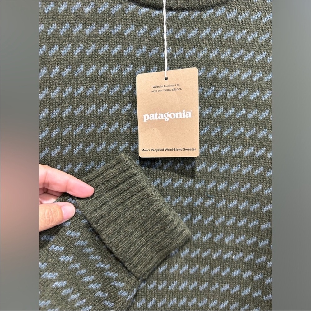 Patagonia Men's Small Recycled Wool Sweater Pine Needle Green NWT Crewneck - Picture 6 of 7